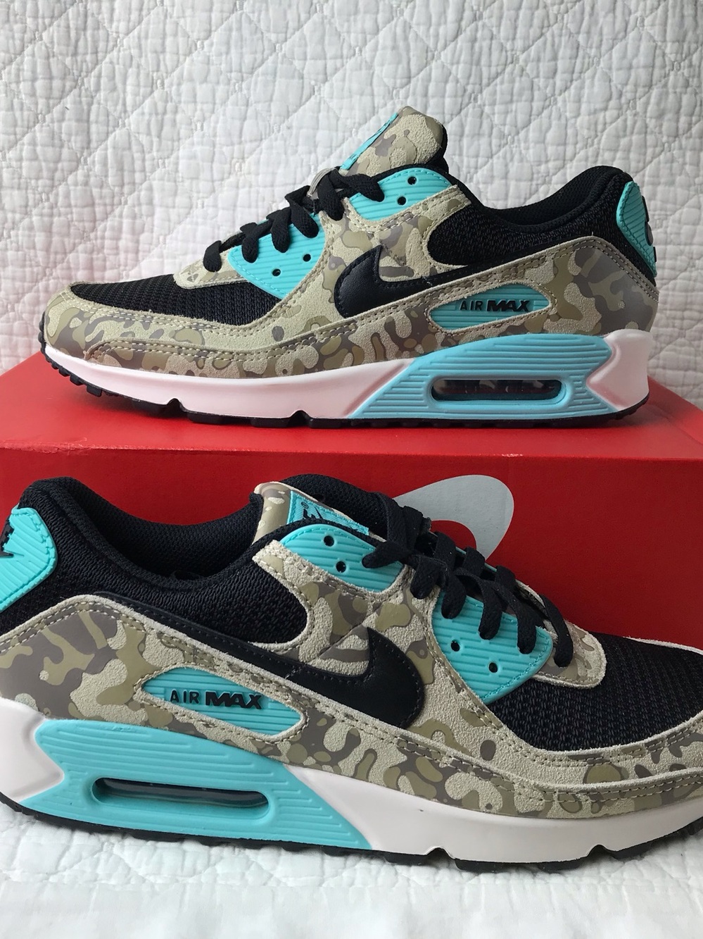 Nike Air Max 90 PRM Shoes Men’s SZ 10.5 Sanddrift Black Aurora Green IF1721-100